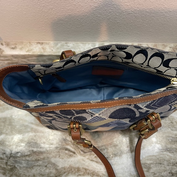 Coach Handbags - Coach blue patchwork shoulder bag